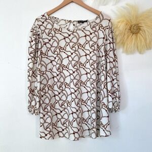 Adrianna Papell Womens Chain Print Old Money Top Size 1X Office Preppy Career